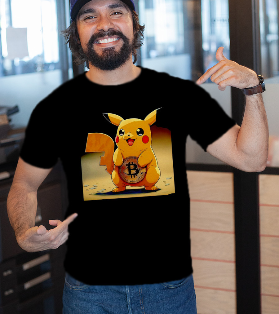 Pikacoin Bitcoin Pikachu Holding Cryptocurrency Coin T-Shirt