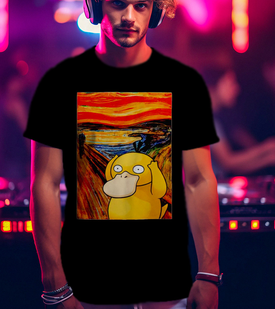 Screaming Psyduck In Classic Painting Mashup T-Shirt