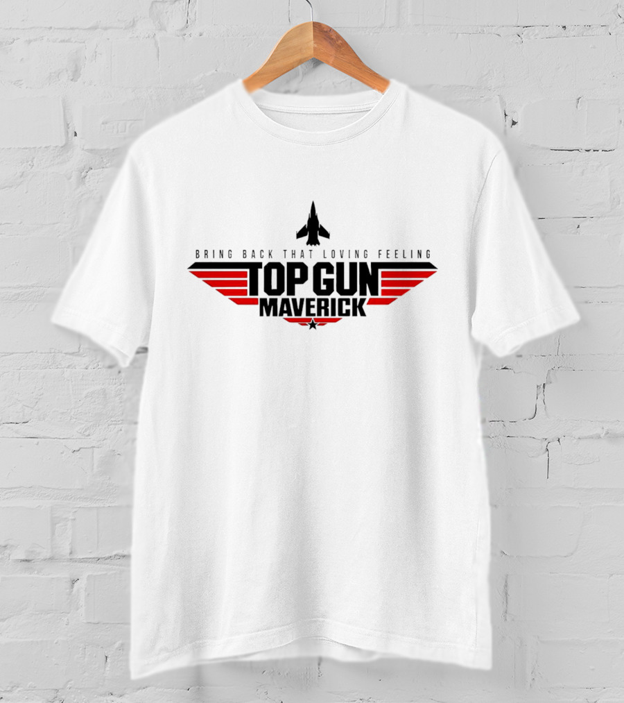 Bring Back That Loving Feeling Top Gun Maverick Jet Logo Red Stripes T-Shirt