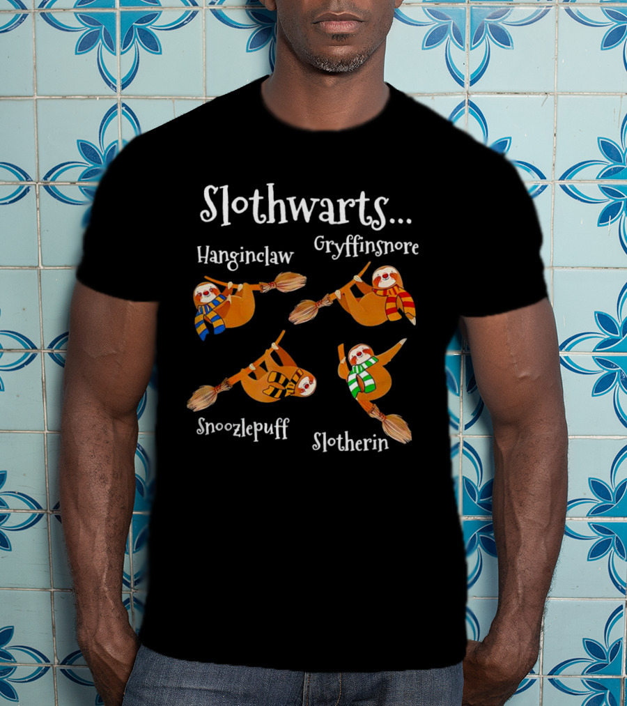 Slothwarts Hanginclaw Gryffinsnore Snoozlepuff Slotherin T-Shirt