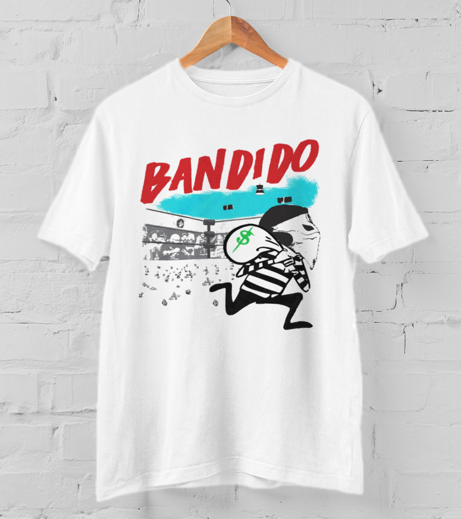Bandido Ándale Wrestling Heist Comic Style With Luchador Ring And Money Bag T-Shirt