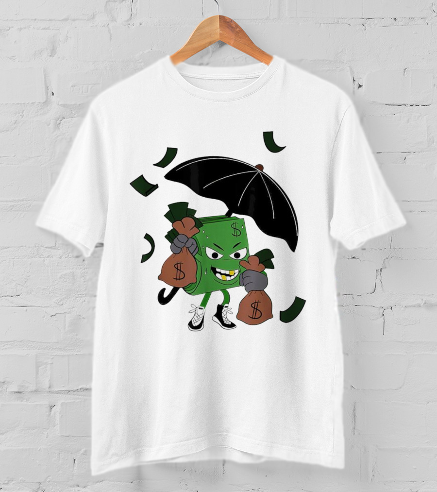 Money Man Holding Money Bags And Umbrella T-Shirt