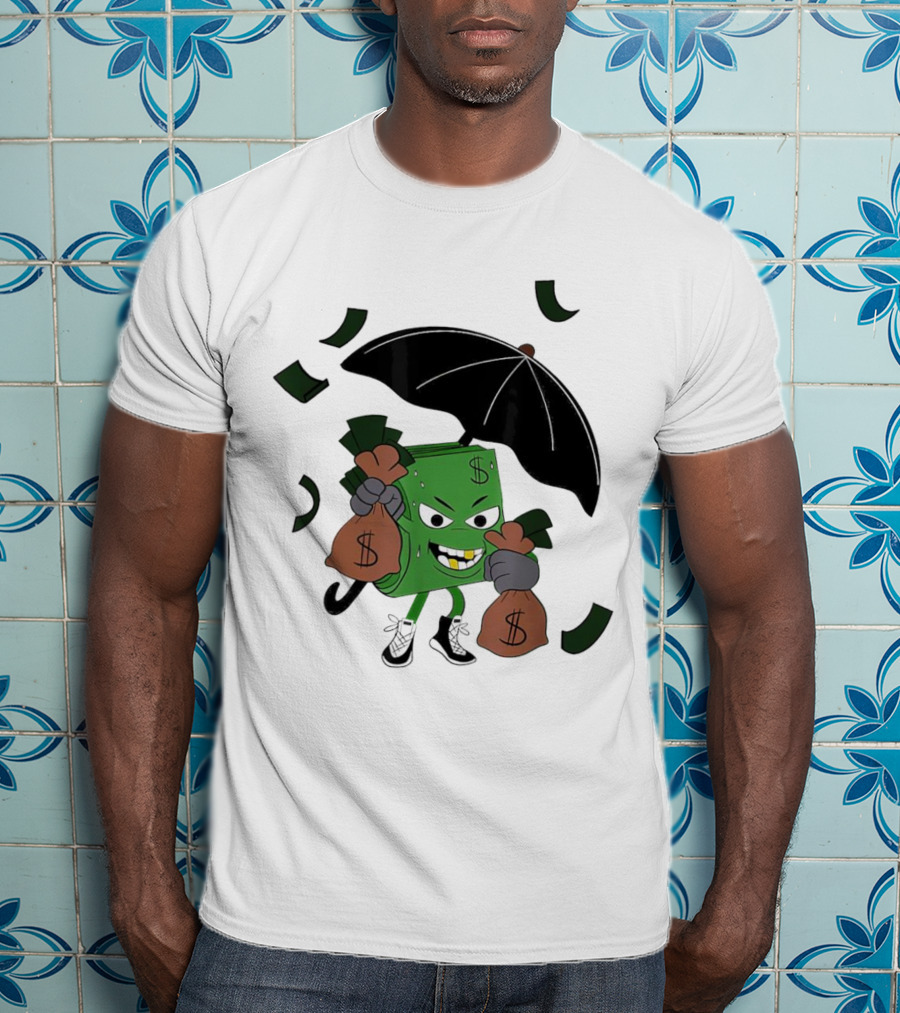 Money Man Holding Money Bags And Umbrella T-Shirt