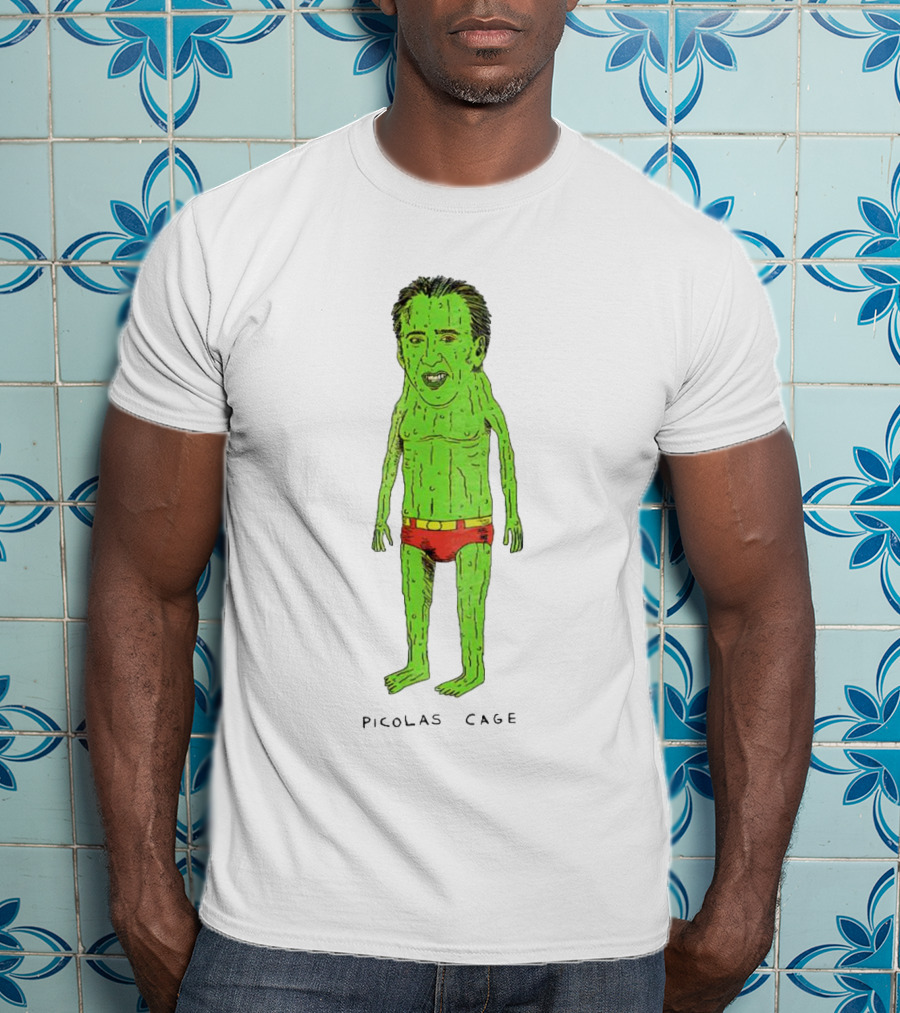 Picolas Cage Cucumber Cartoon Mashup T-Shirt