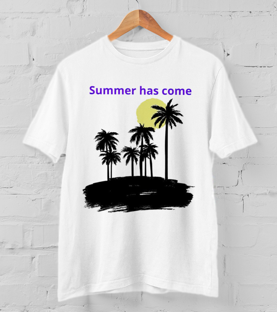 Summer Has Come Tropical Palm Silhouette Moonlit Evening T-Shirt