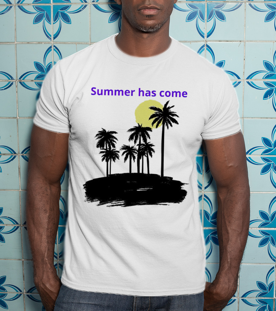 Summer Has Come Tropical Palm Silhouette Moonlit Evening T-Shirt