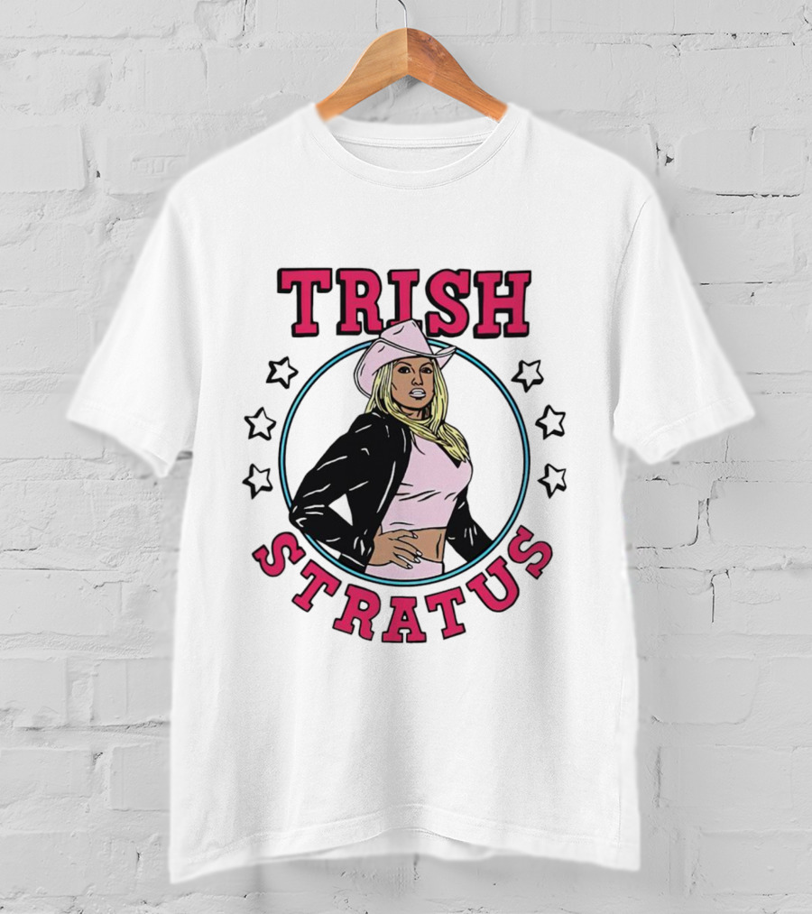 Trish Stratus Pink Cowboy Hat Black Jacket Stars T-Shirt