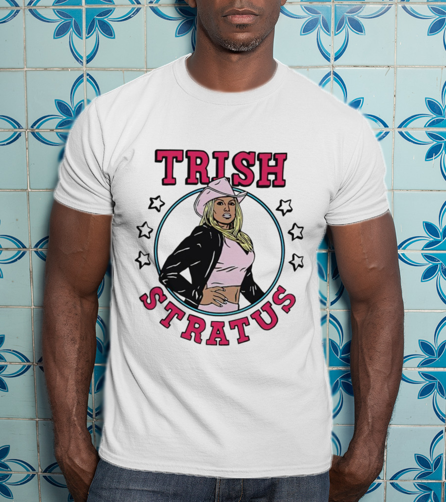 Trish Stratus Pink Cowboy Hat Black Jacket Stars T-Shirt