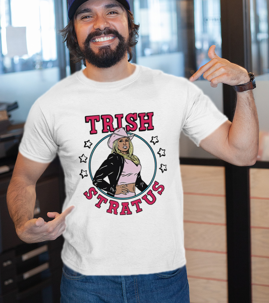 Trish Stratus Pink Cowboy Hat Black Jacket Stars T-Shirt