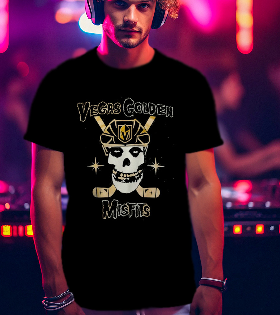 Vegas Golden Knights Misfits Skull And Crossed Hockey Sticks T-Shirt