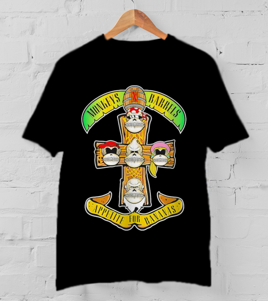 Monkeys Barrels Appetite For Bananas Donkey Kong T-Shirt