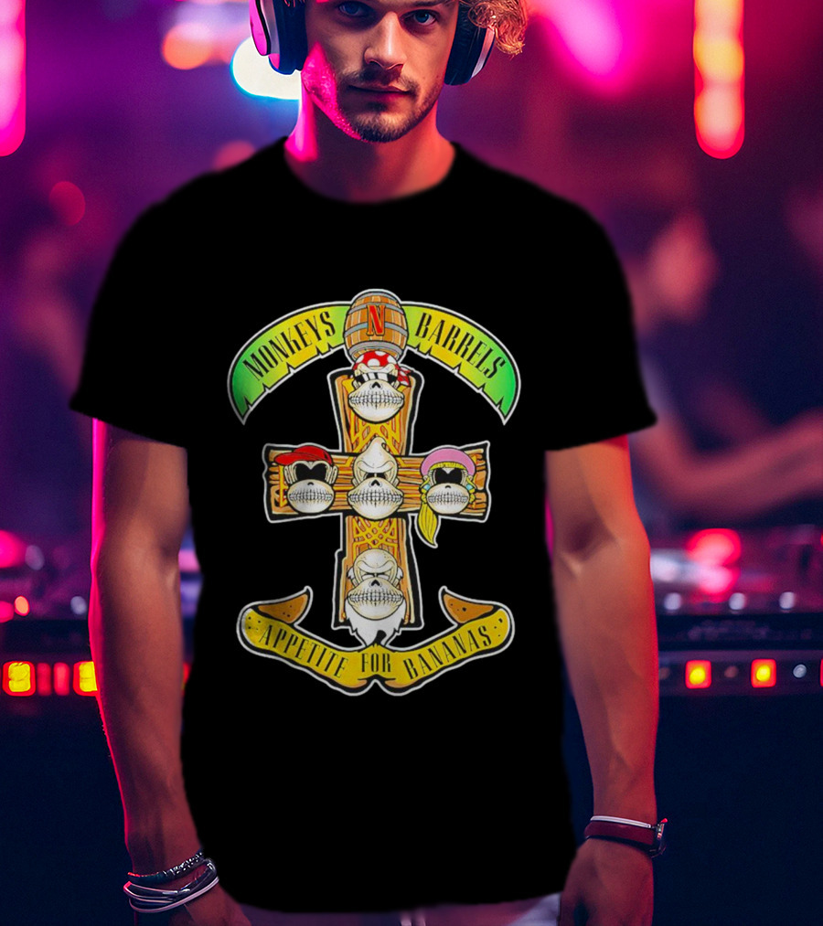 Monkeys Barrels Appetite For Bananas Donkey Kong T-Shirt