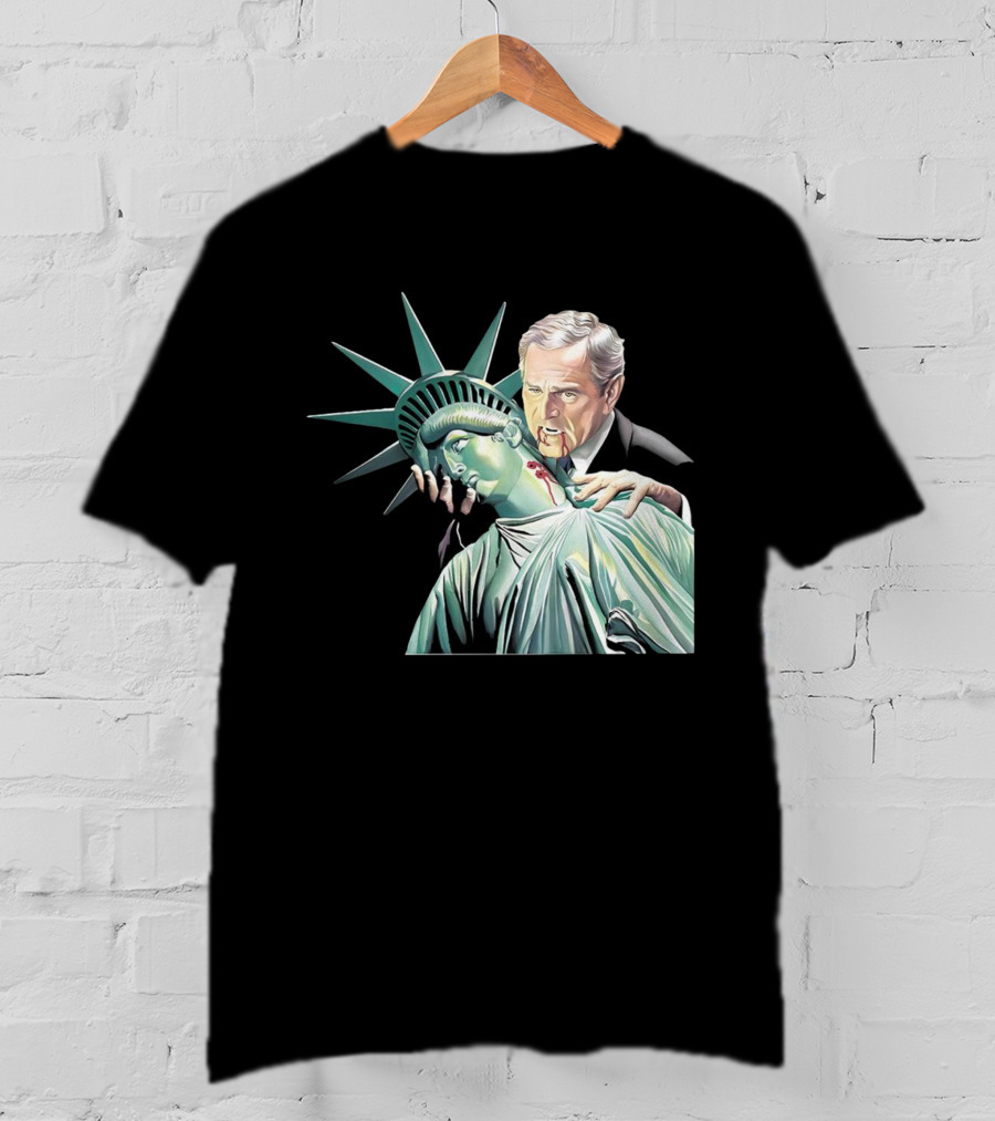 George Bush As Vampire Biting Statue Of Liberty T-Shirt