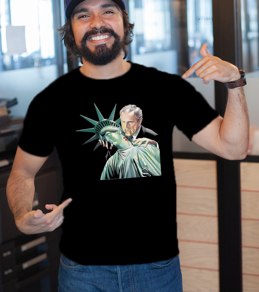 George Bush As Vampire Biting Statue Of Liberty T-Shirt