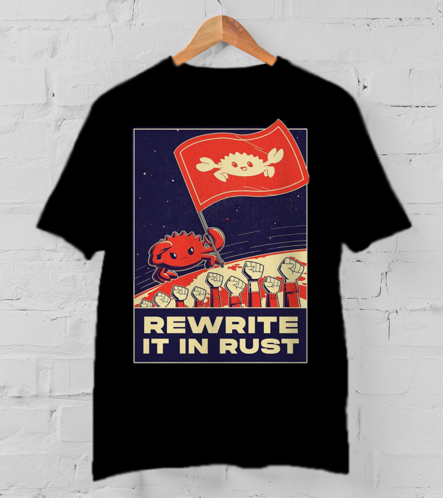 Rewrite It In Rust With Ferris Crab Flag Revolution T-Shirt