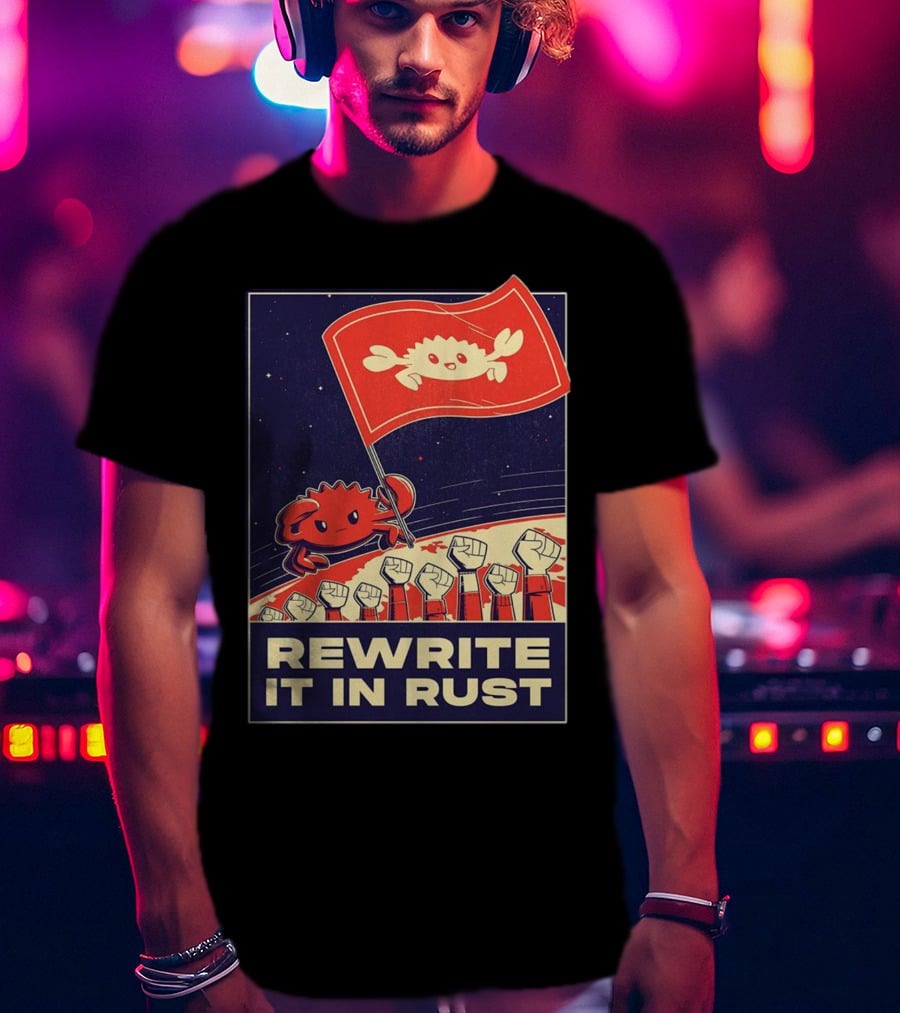 Rewrite It In Rust With Ferris Crab Flag Revolution T-Shirt