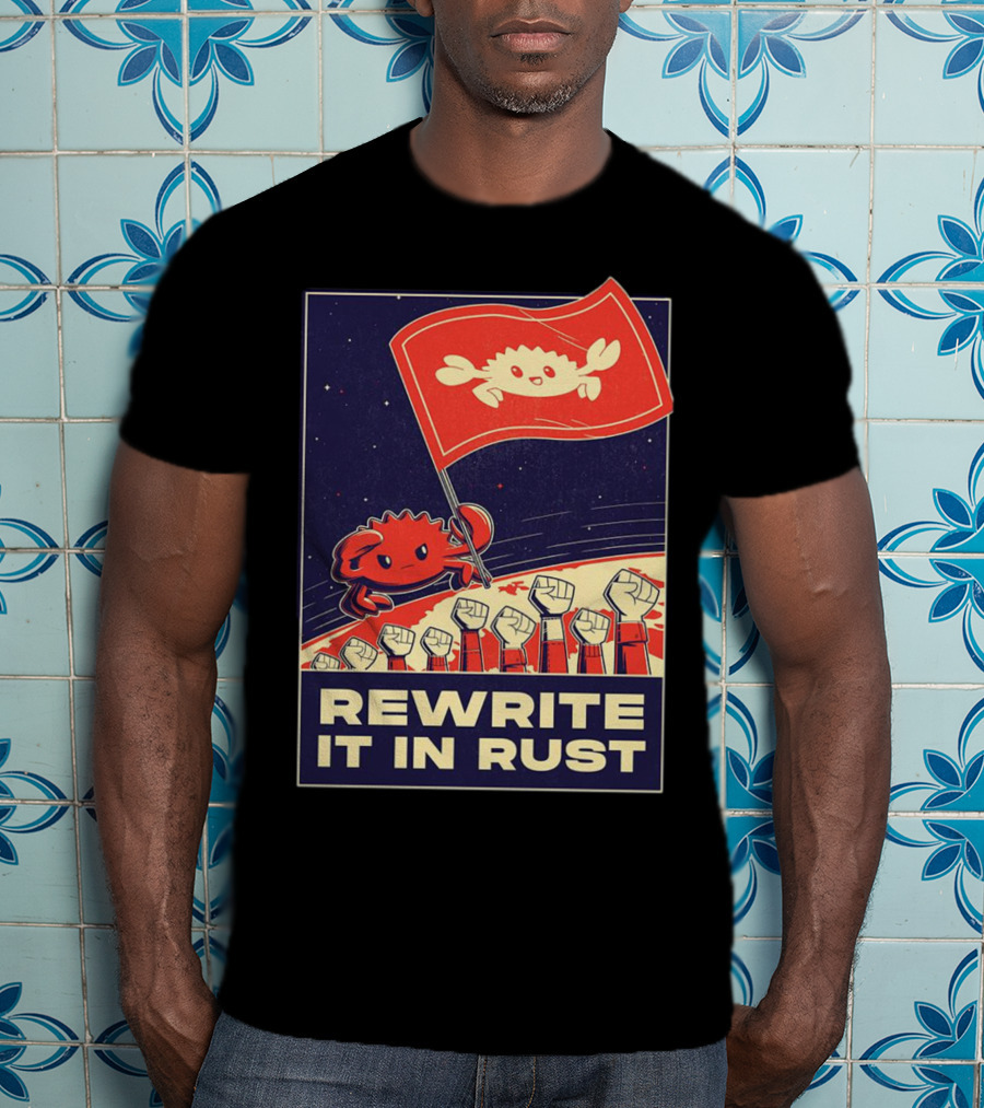Rewrite It In Rust With Ferris Crab Flag Revolution T-Shirt