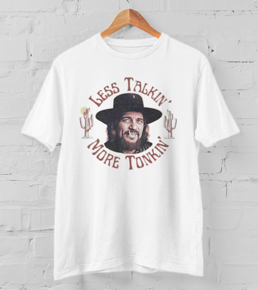 Less Talkin’ More Tonkin’ Waylon Jennings Cactus Desert Scene T-Shirt