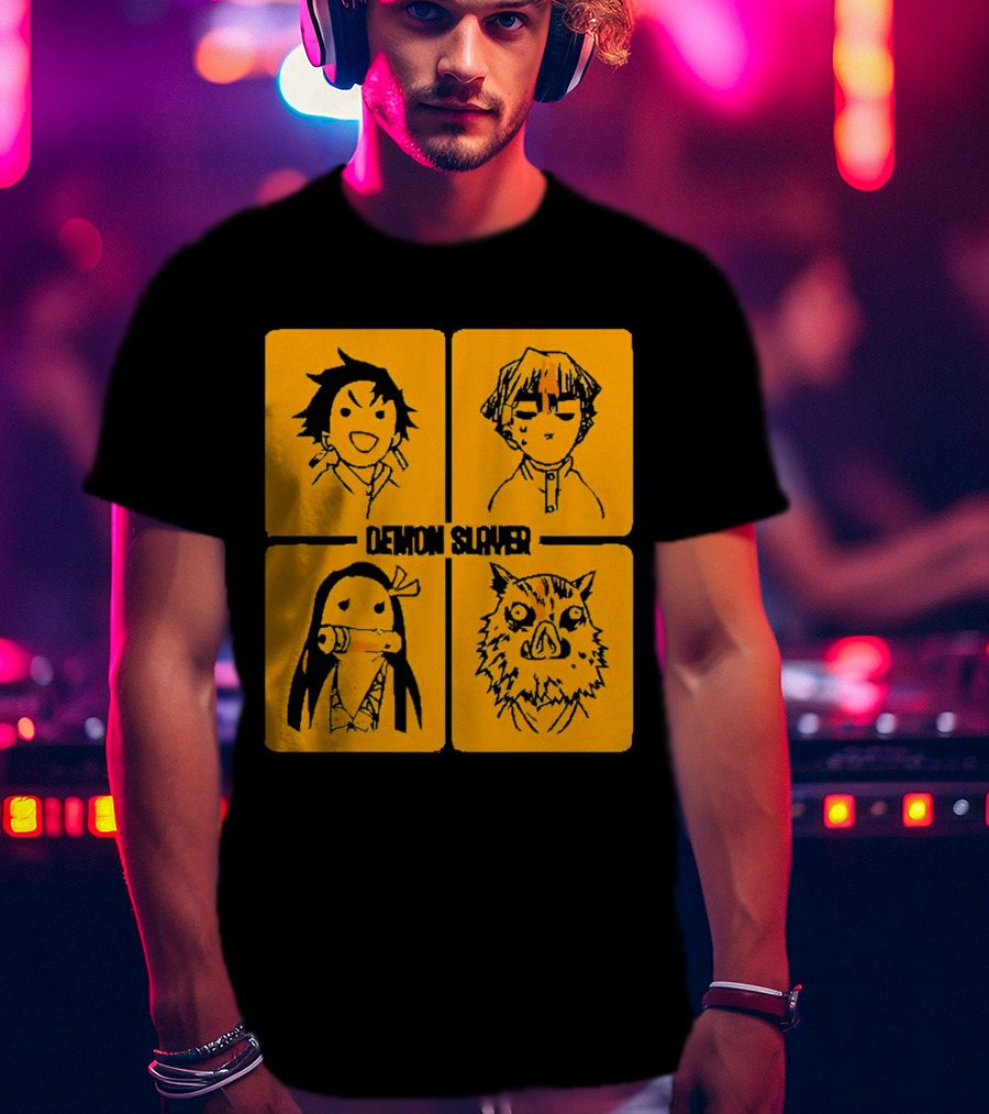 Demon Slayer Tanjiro Nezuko Inosuke Zenitsu Iconic Characters T-Shirt