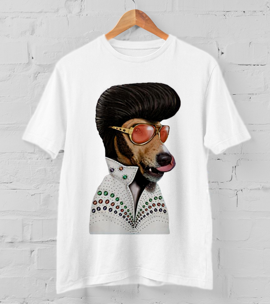 Elvis Dog Costume With Sunglasses And Rhinestone Jumpsuit T-Shirt