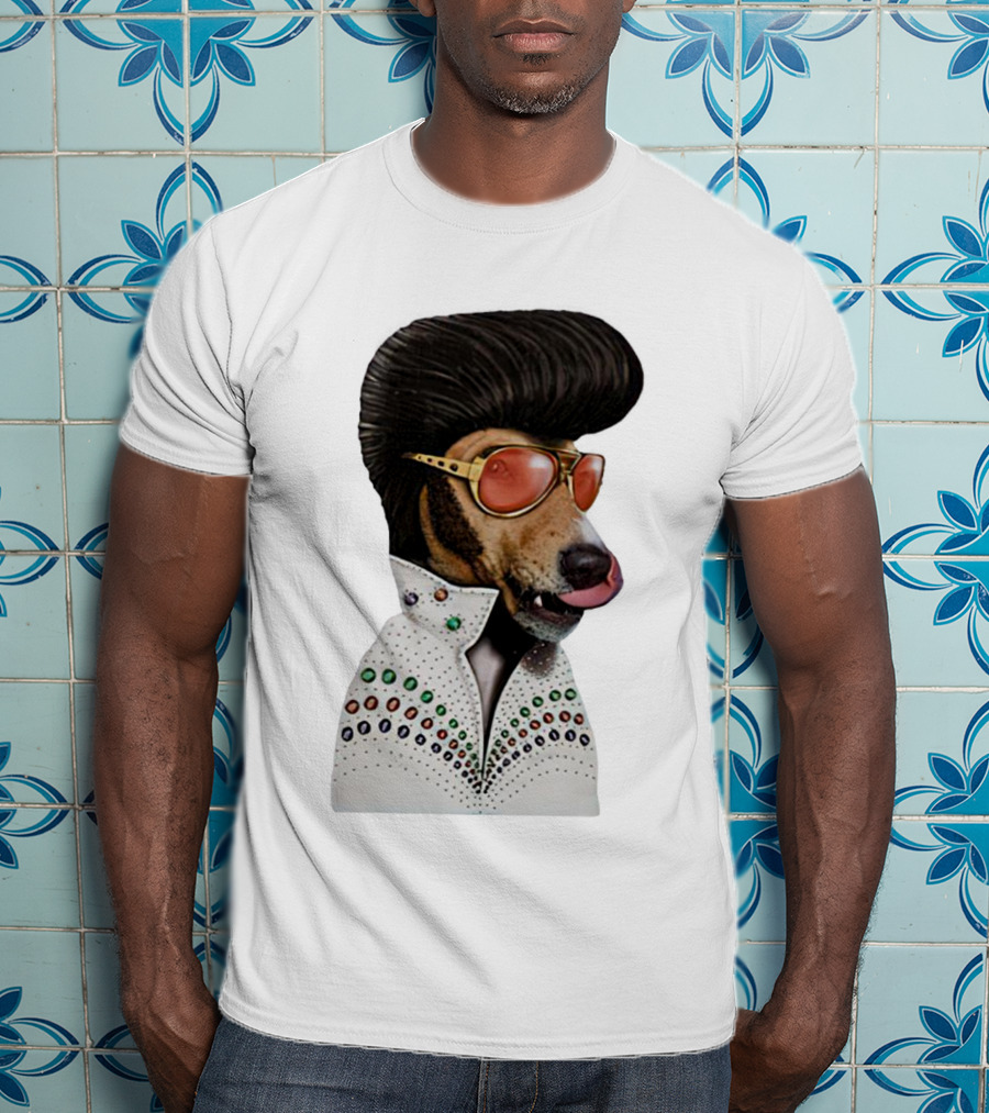 Elvis Dog Costume With Sunglasses And Rhinestone Jumpsuit T-Shirt