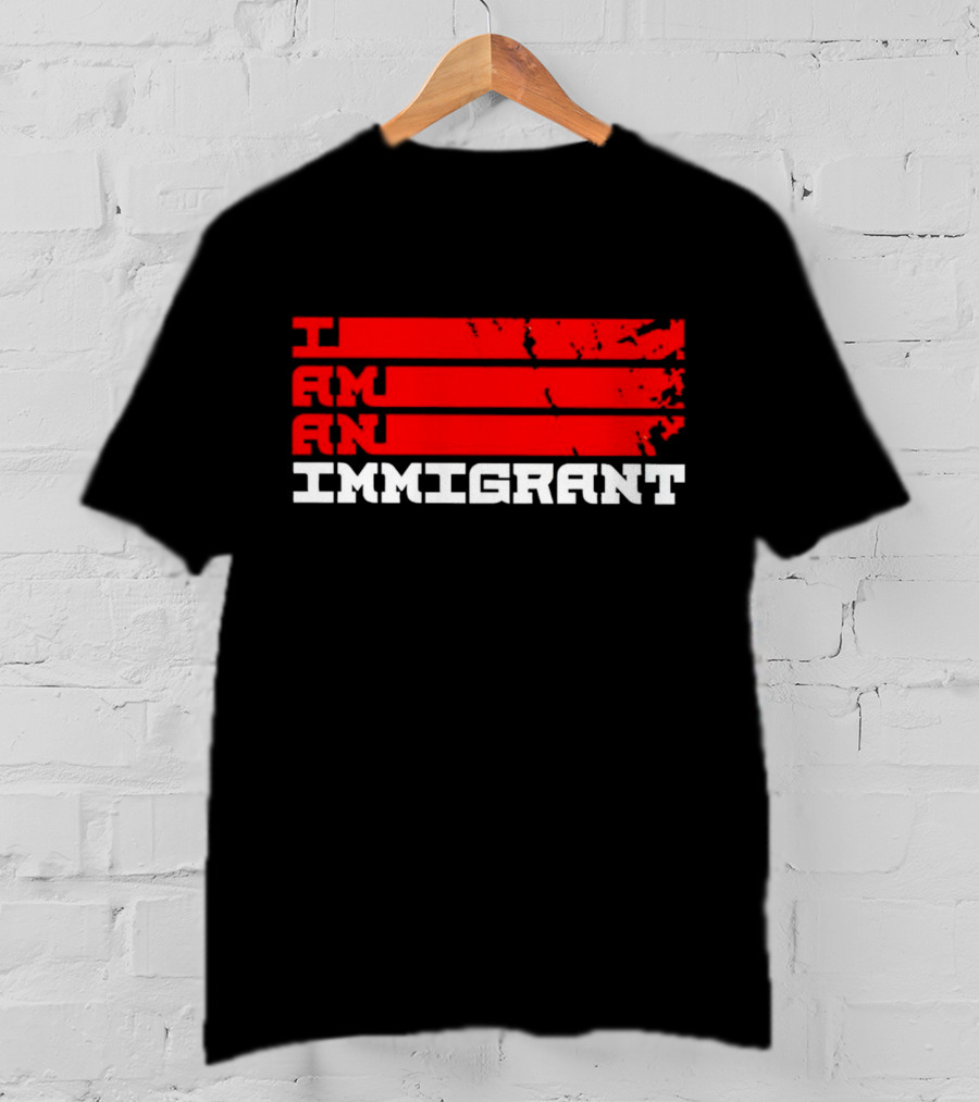 I Am An Immigrant Bold Red Stripes Empowerment T-Shirt