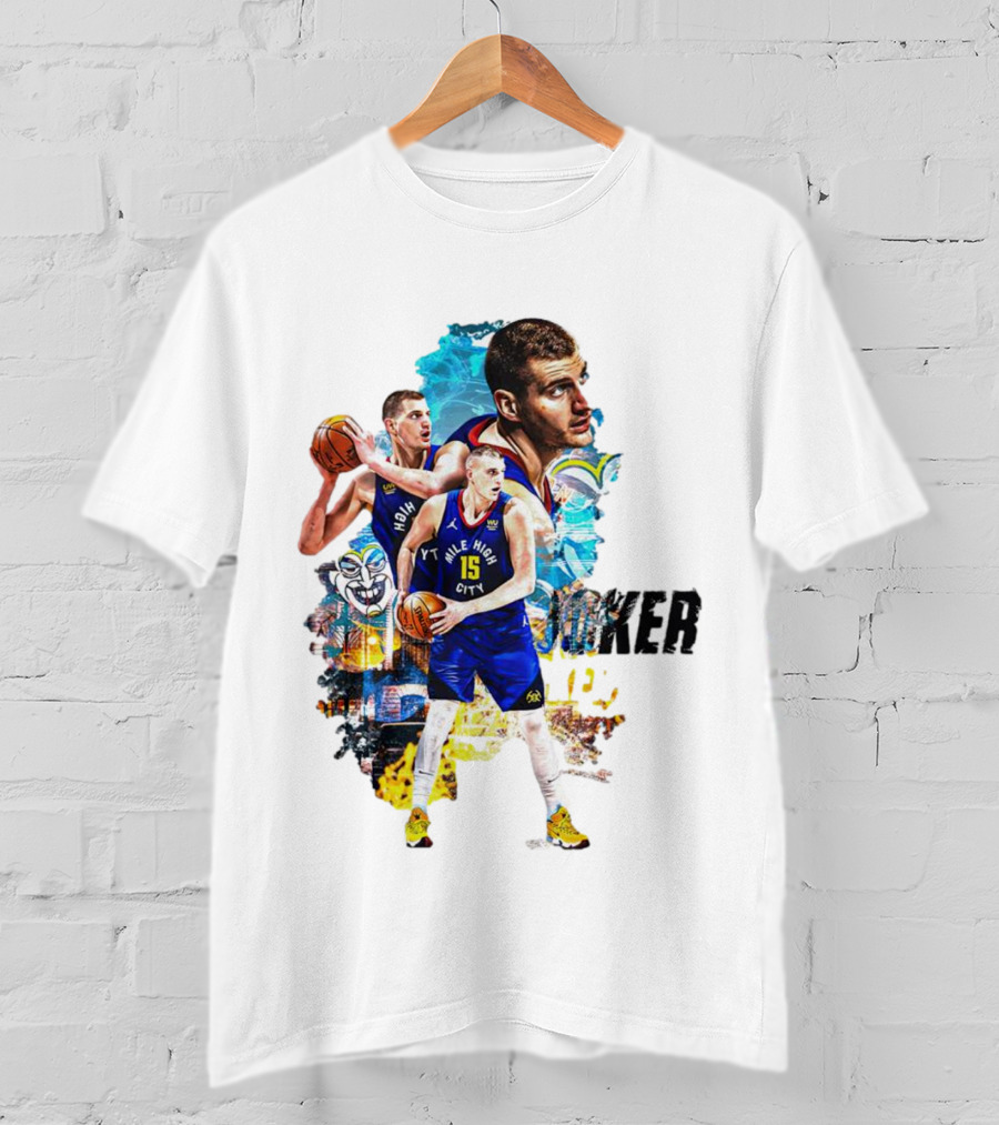 Nikola Jokic Joker Denver Basketball Player Dynamic Collage T-Shirt