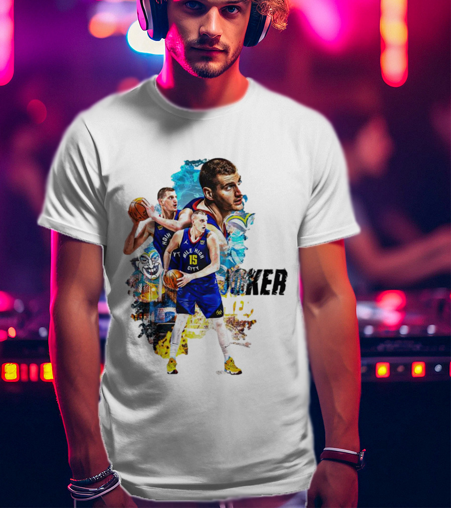 Nikola Jokic Joker Denver Basketball Player Dynamic Collage T-Shirt