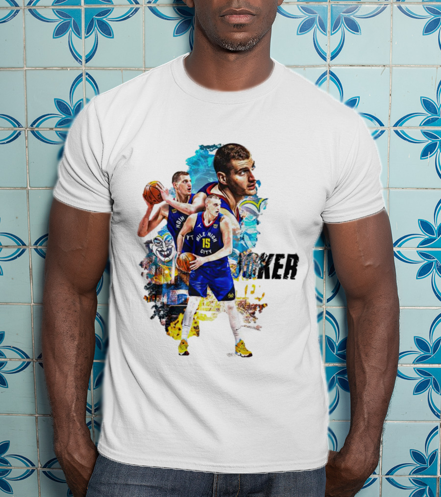 Nikola Jokic Joker Denver Basketball Player Dynamic Collage T-Shirt