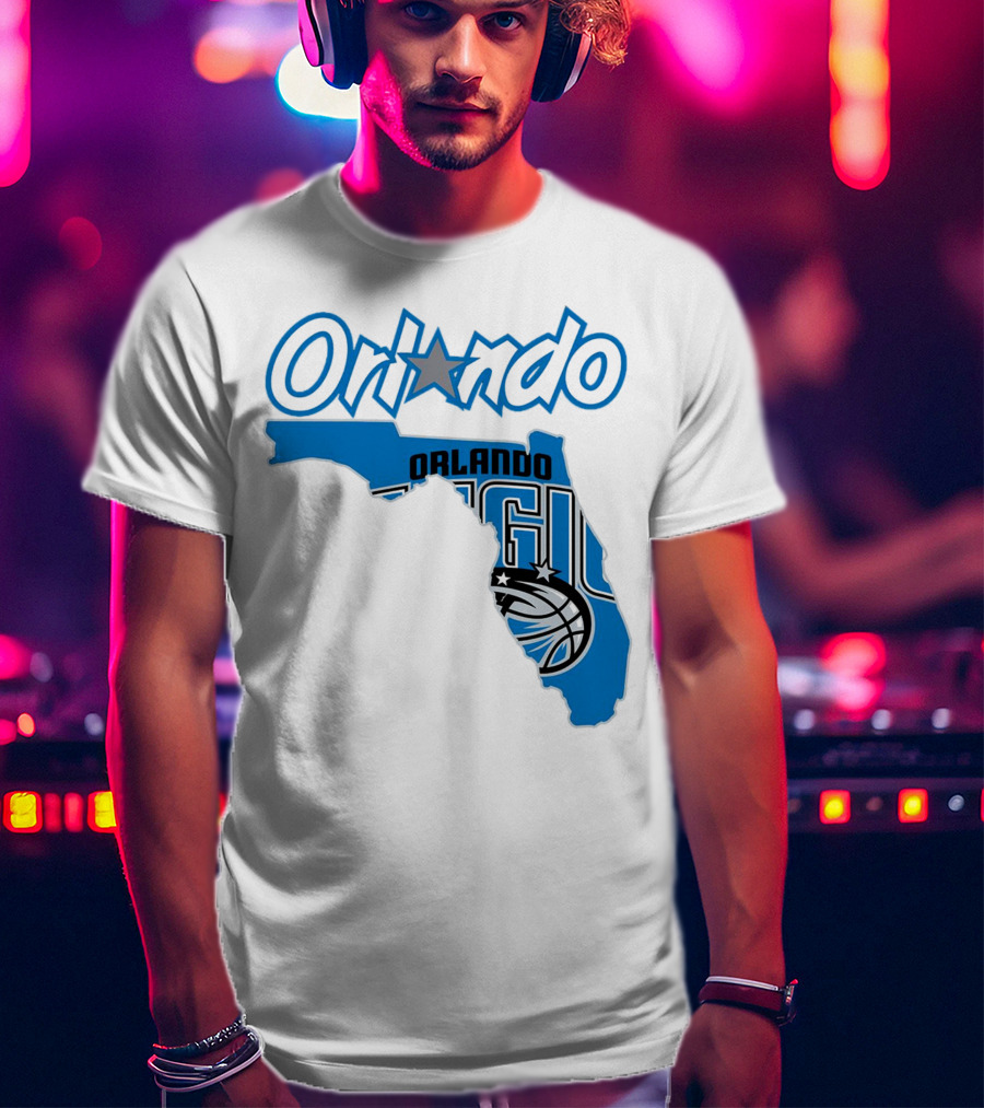 Orlando Magic Florida Map Basketball T-Shirt