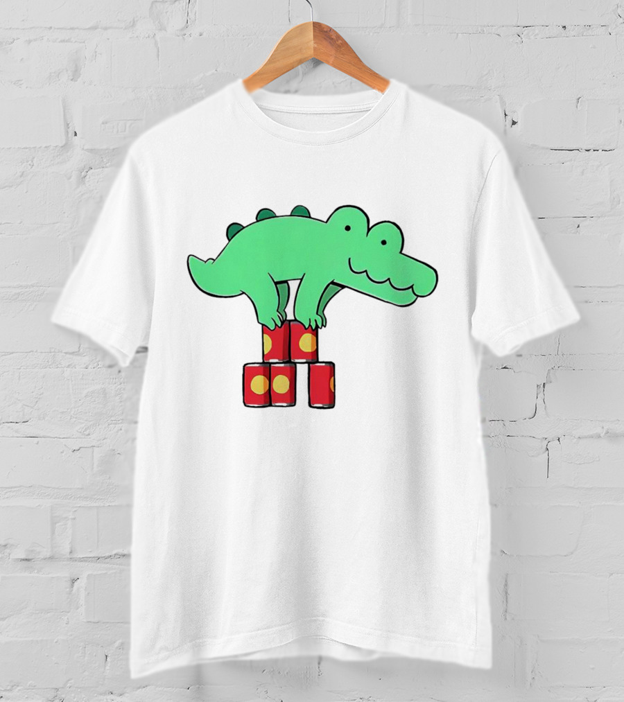 Orlando Funny Cartoon Crocodile Balancing On Red Cans T-Shirt