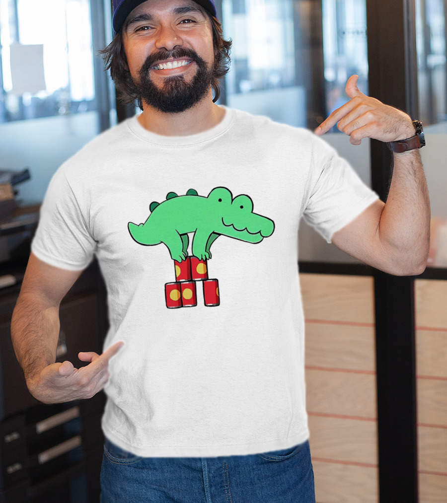 Orlando Funny Cartoon Crocodile Balancing On Red Cans T-Shirt