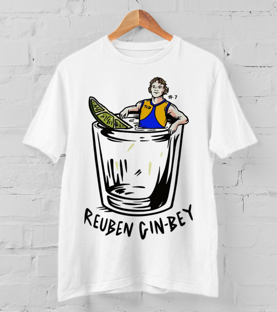 Reuben Gin-bey In West Coast Eagles Colors With Lime In Glass T-Shirt