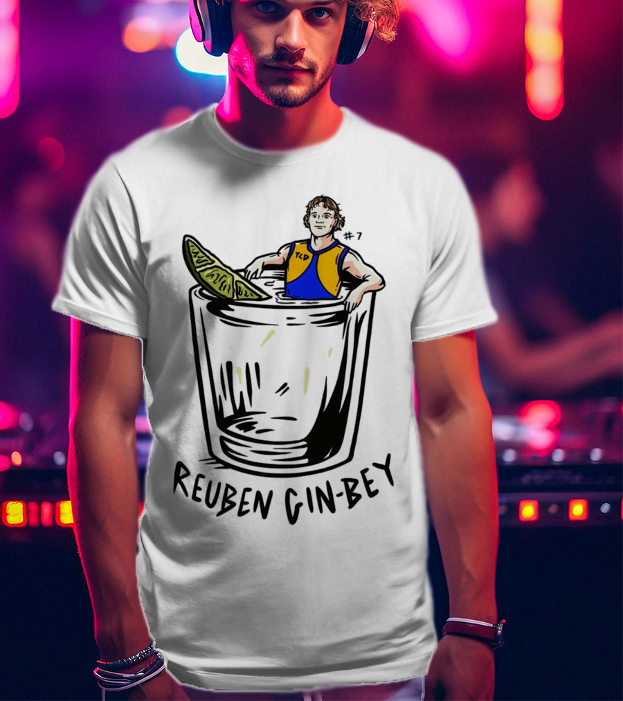 Reuben Gin-bey In West Coast Eagles Colors With Lime In Glass T-Shirt