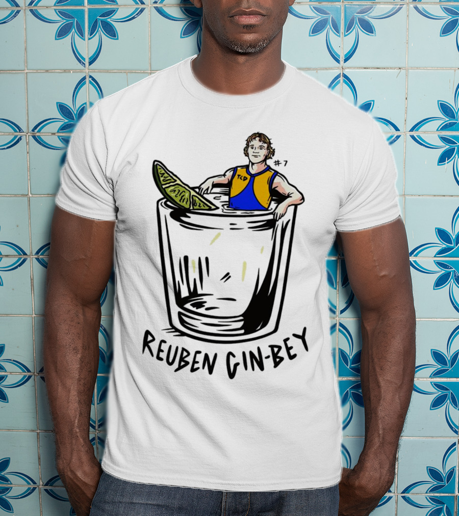 Reuben Gin-bey In West Coast Eagles Colors With Lime In Glass T-Shirt