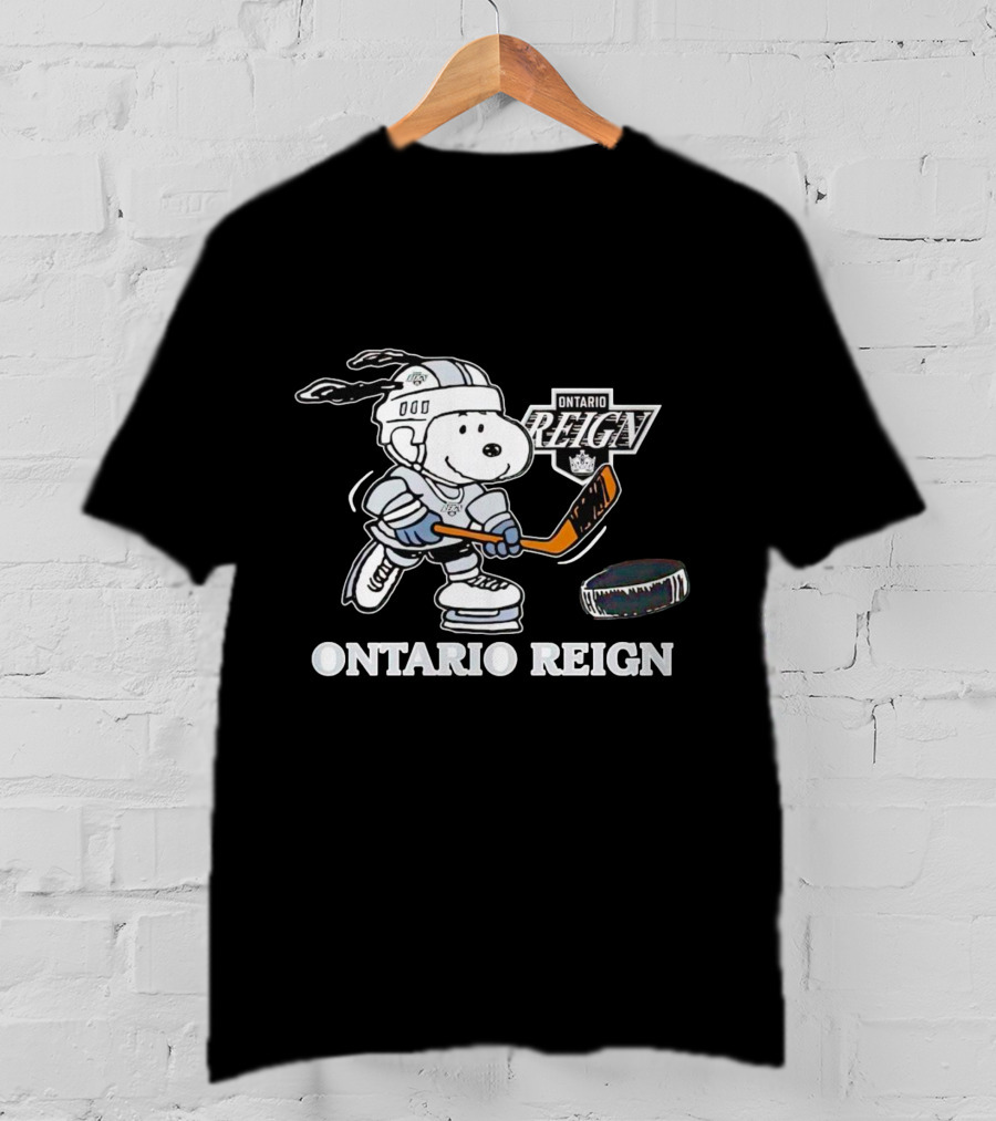 Snoopy Ontario Reign Hockey Player With Puck T-Shirt