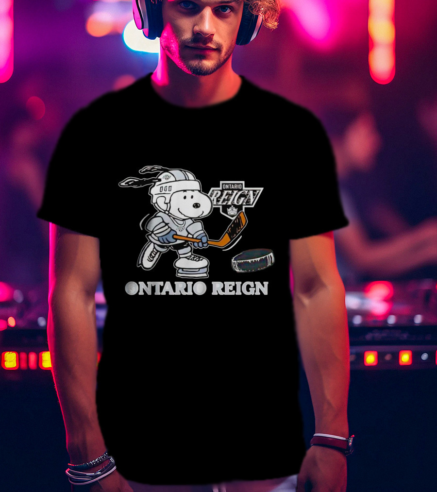 Snoopy Ontario Reign Hockey Player With Puck T-Shirt