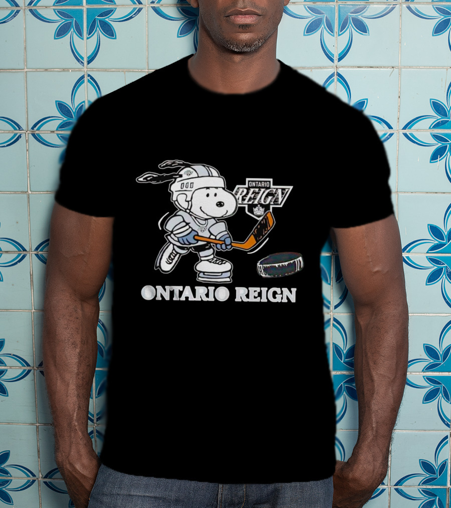 Snoopy Ontario Reign Hockey Player With Puck T-Shirt