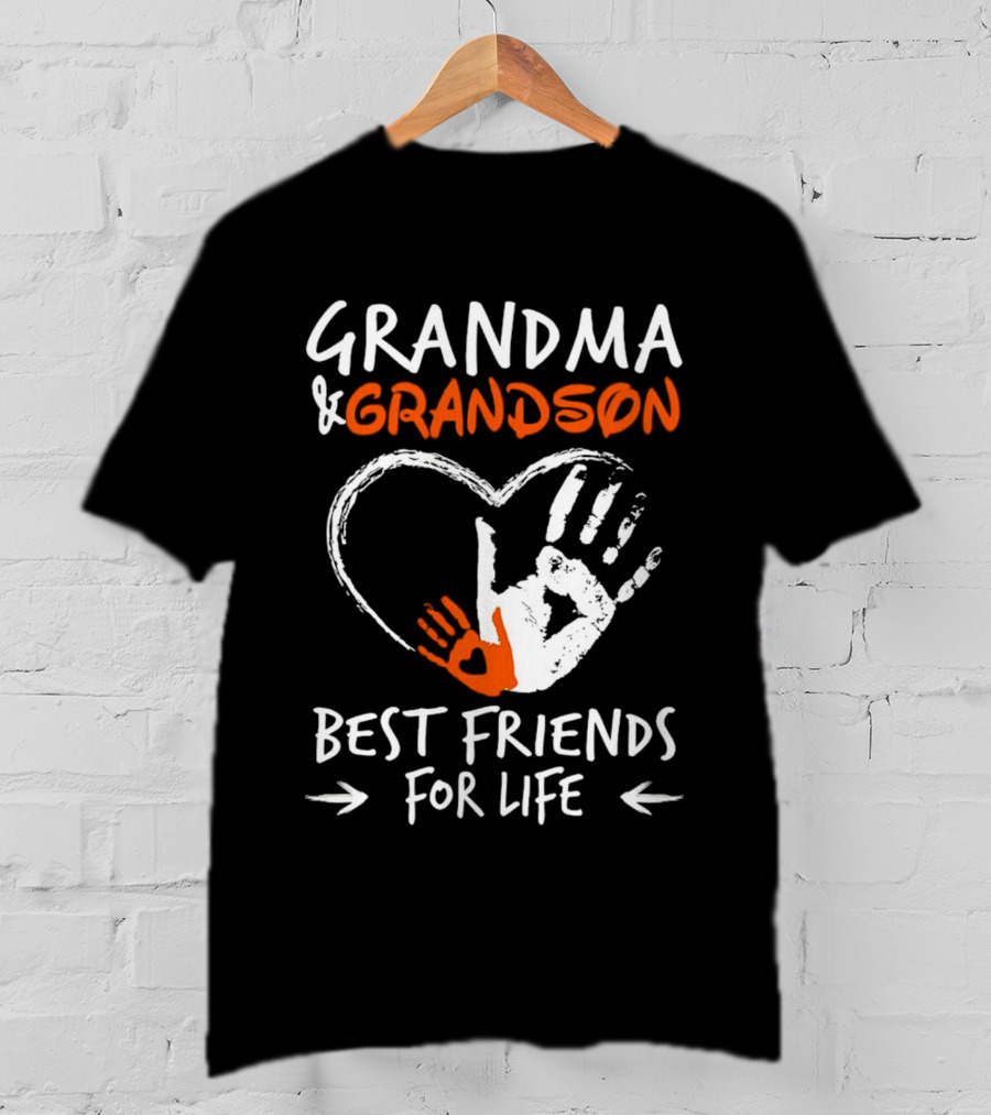 Grandma And Grandson Heart Handprints Best Friends For Life T-Shirt