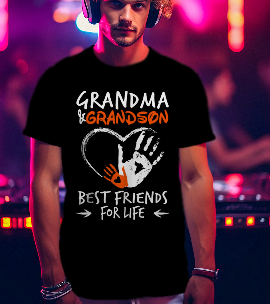 Grandma And Grandson Heart Handprints Best Friends For Life T-Shirt