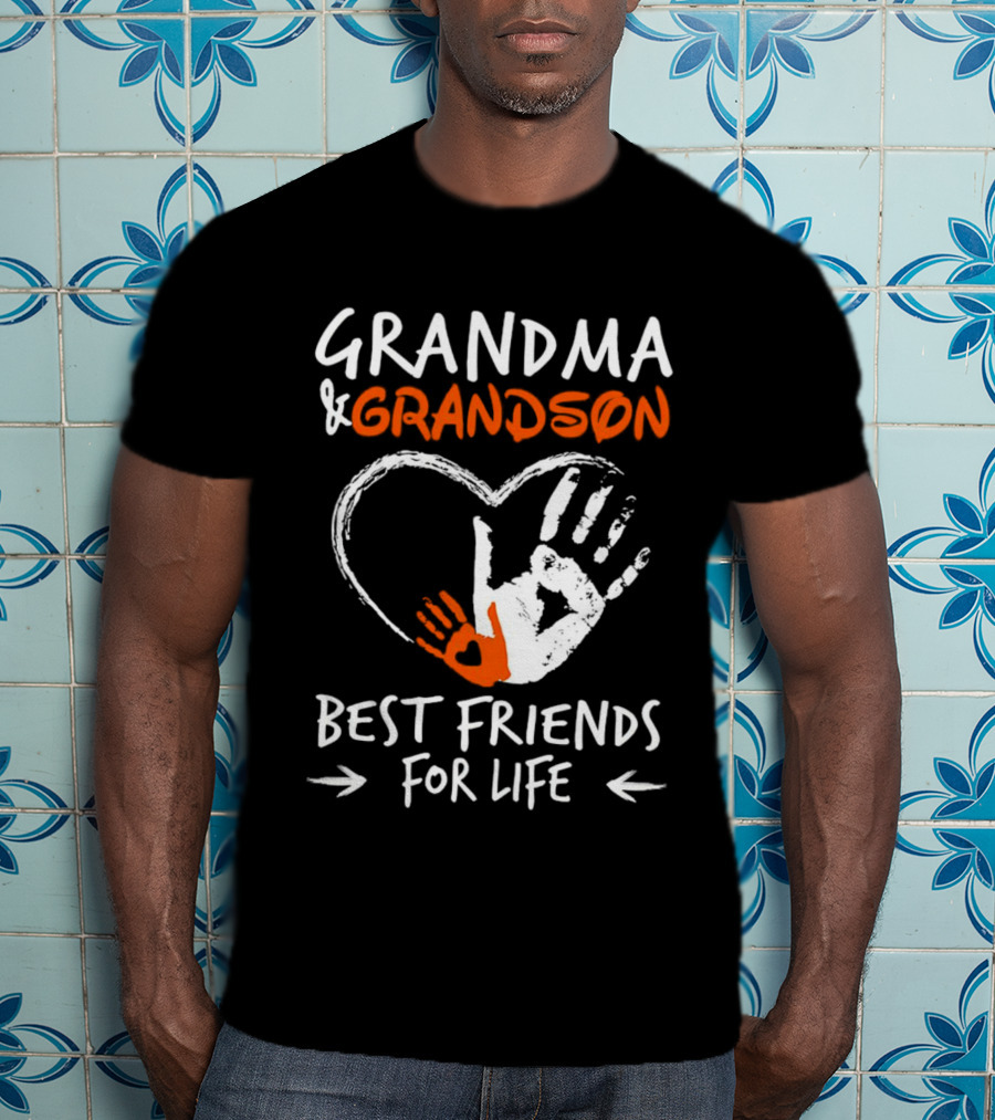 Grandma And Grandson Heart Handprints Best Friends For Life T-Shirt