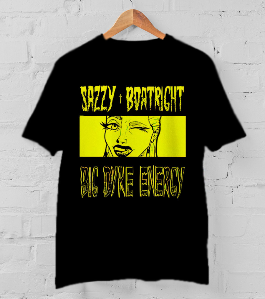 Sazzy Boatright Big Dyke Energy Winking Yellow Comic T-Shirt