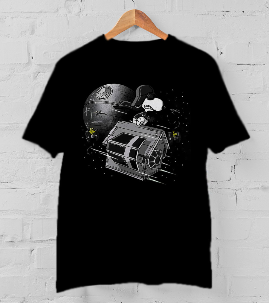 Snoopy Dark Baron With Death Star Spaceship Adventures T-Shirt
