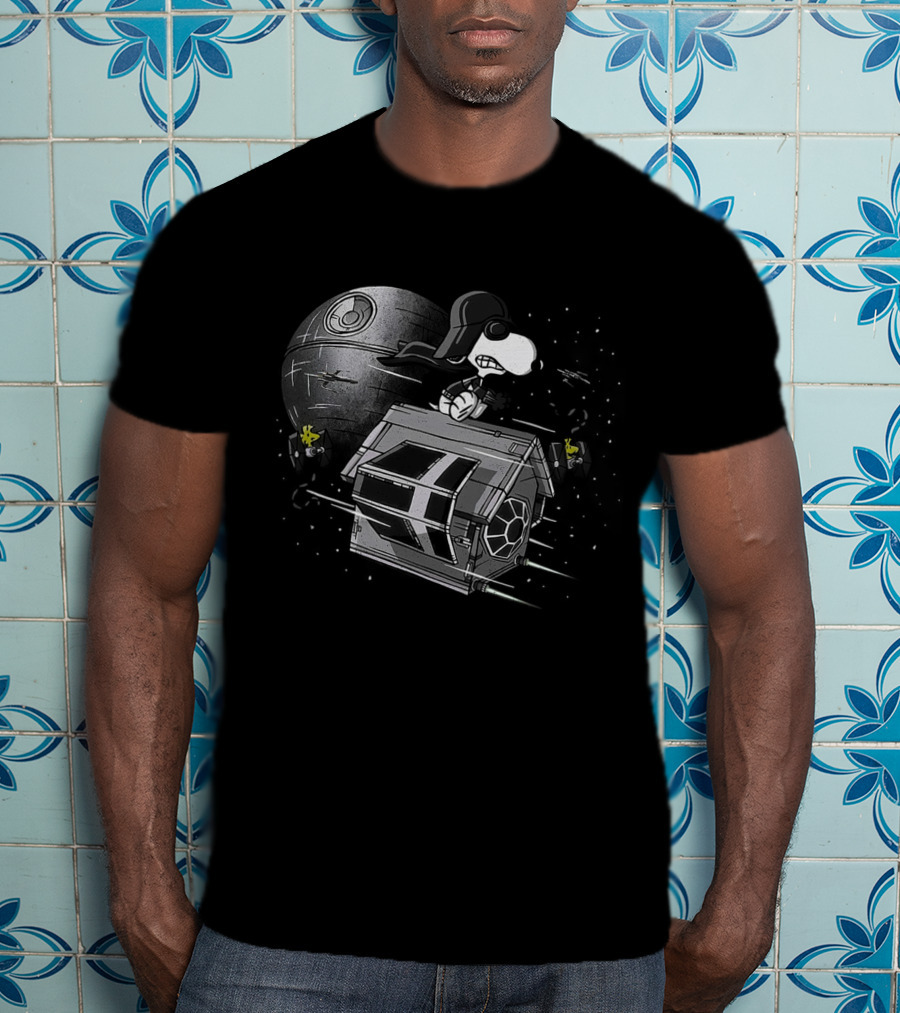 Snoopy Dark Baron With Death Star Spaceship Adventures T-Shirt