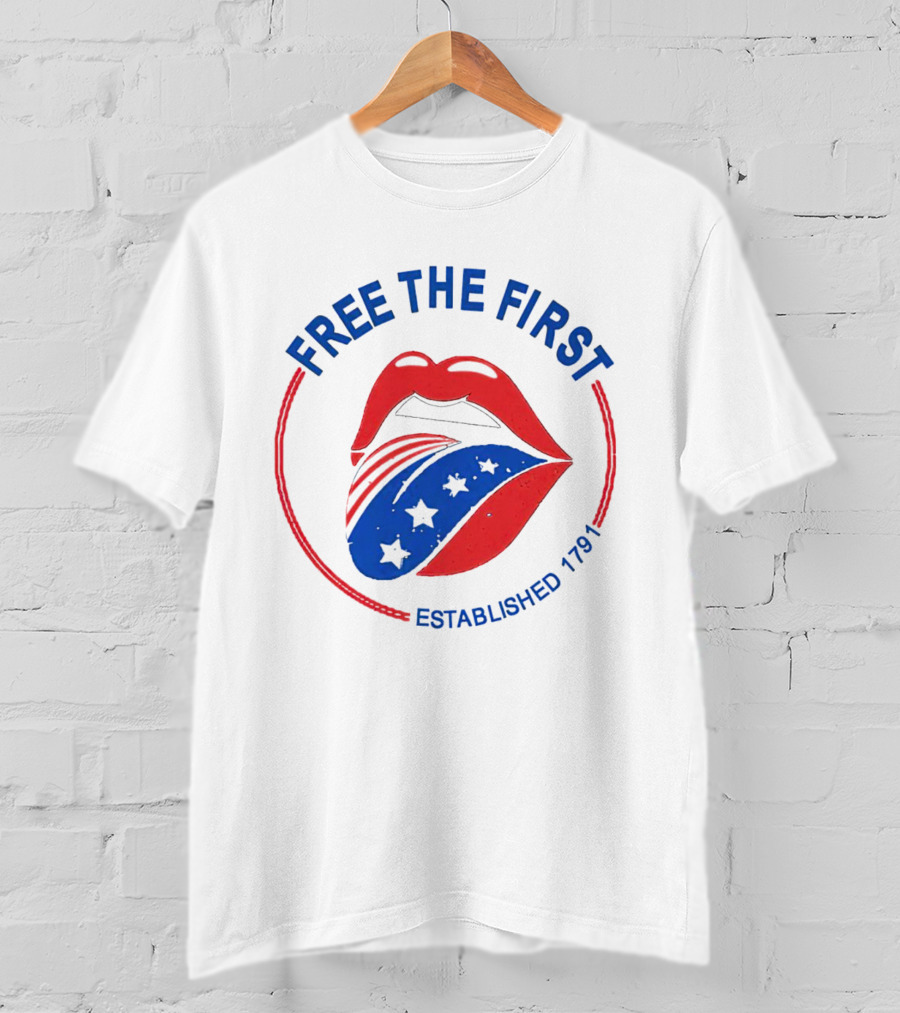 Free The First Red Lips Stars Established 1791 T-Shirt