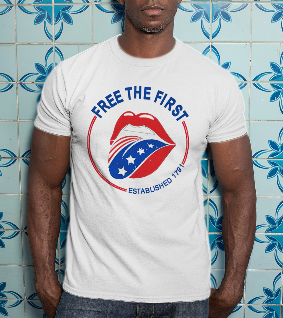 Free The First Red Lips Stars Established 1791 T-Shirt