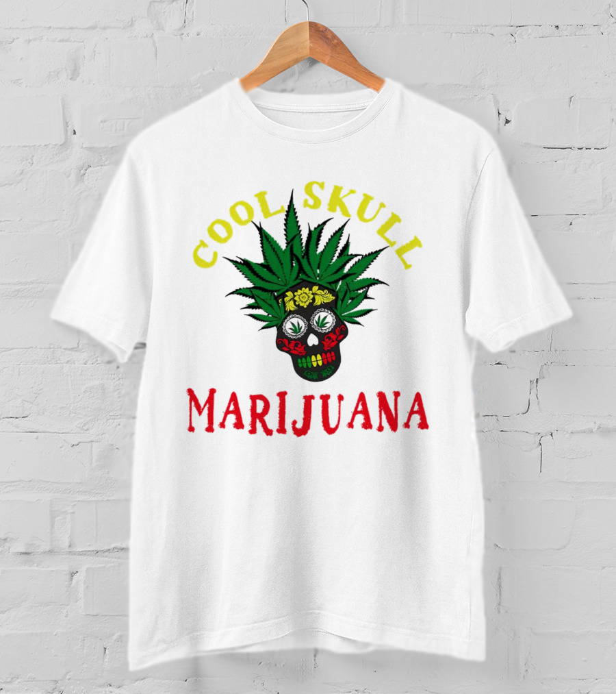 Cool Skull Marijuana Weed Lovers T-Shirt