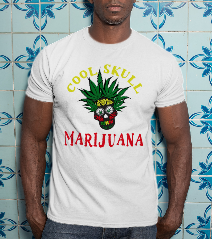 Cool Skull Marijuana Weed Lovers T-Shirt