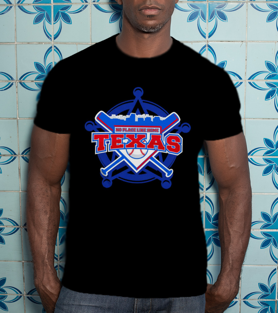 No Place Like Home Texas Baseball Crossed Bats And Ball T-Shirt