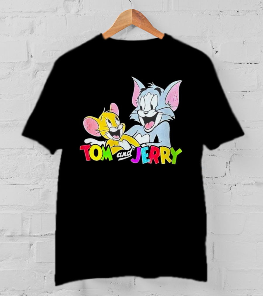 Tom And Jerry Colorful Smiling Cartoon Characters T-Shirt